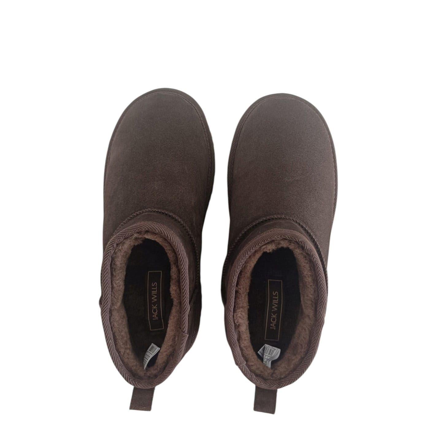 Chocolate - Pack Shot - Jack Wills Womens-Ladies Suede Platform Ankle Boots