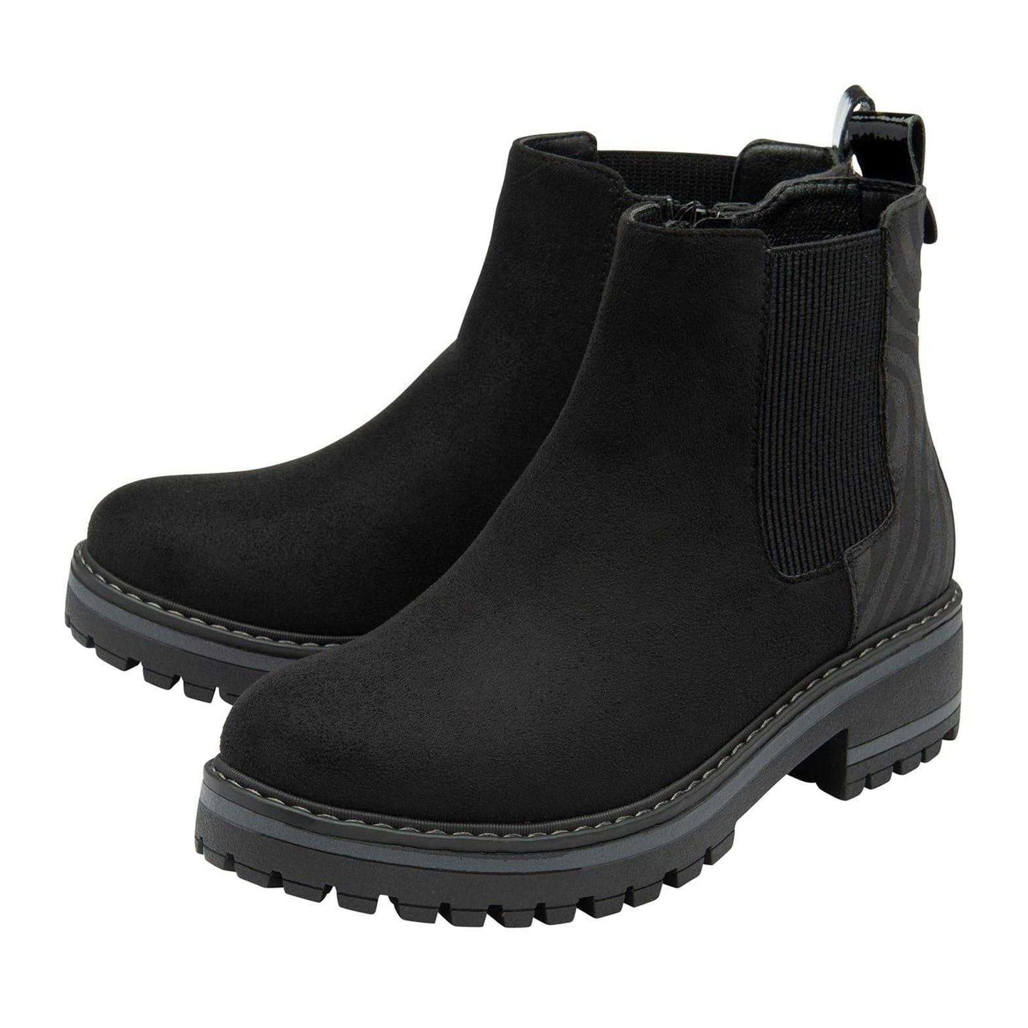 Black - Side - Lotus Shoes Womens-Ladies Prescott Suede Chelsea Boots