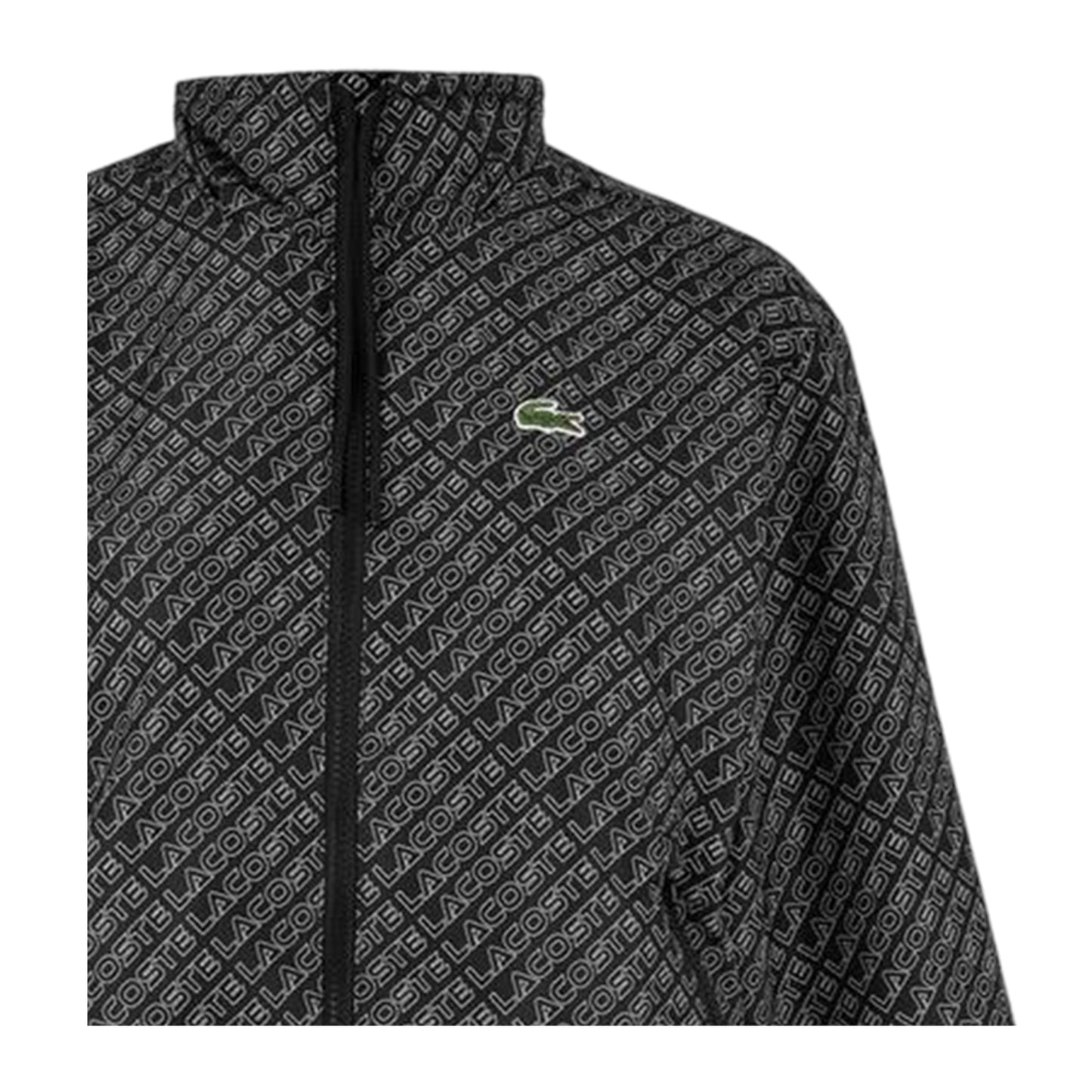 Black - Side - Lacoste Womens-Ladies All Over Logo Track Jacket