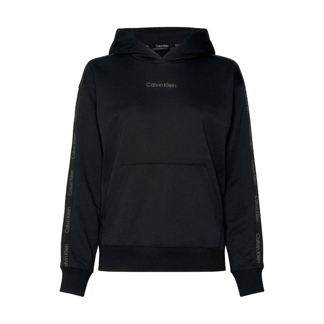 Black - Front - Calvin Klein Womens-Ladies Logo Sport Hoodie