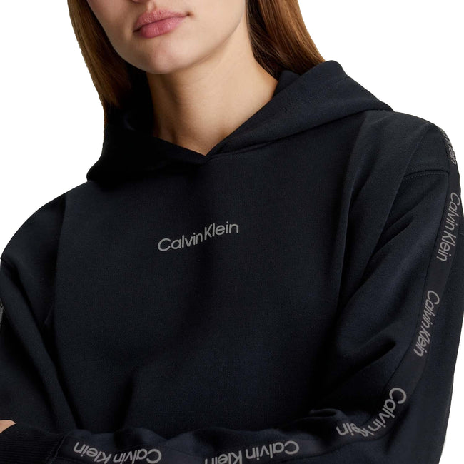 Black - Side - Calvin Klein Womens-Ladies Logo Sport Hoodie