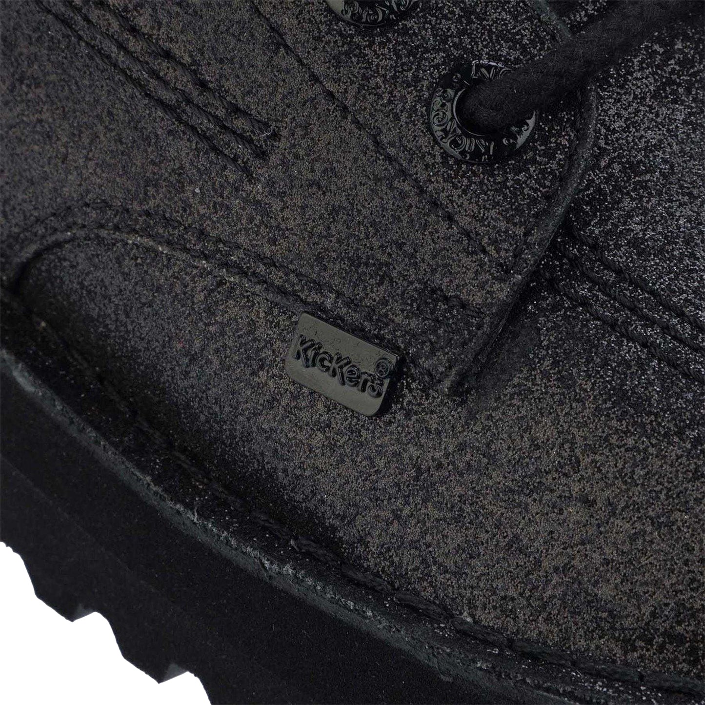 Black - Pack Shot - Kickers Womens-Ladies Hi Stack Glitter Leather Boots