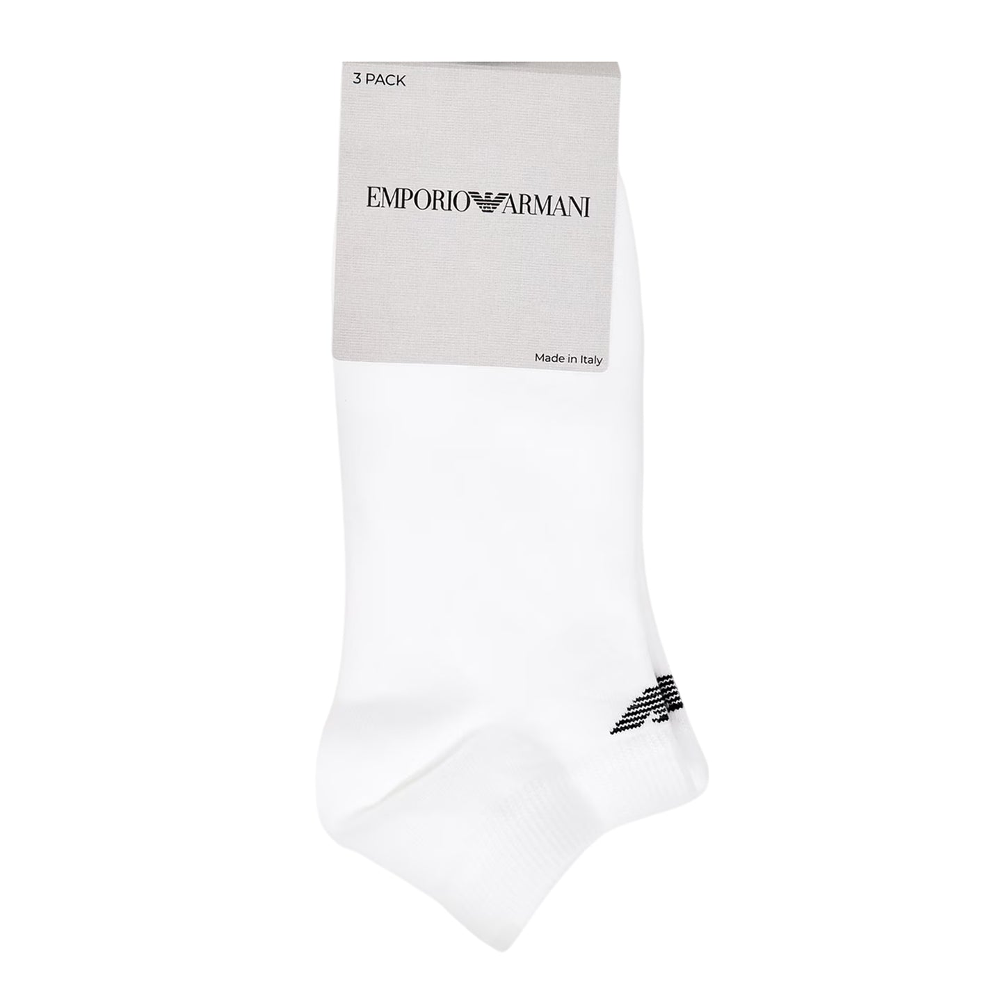 White - Side - Emporio Armani EA7 Unisex Adult Logo No-Show Socks (Pack of 3)