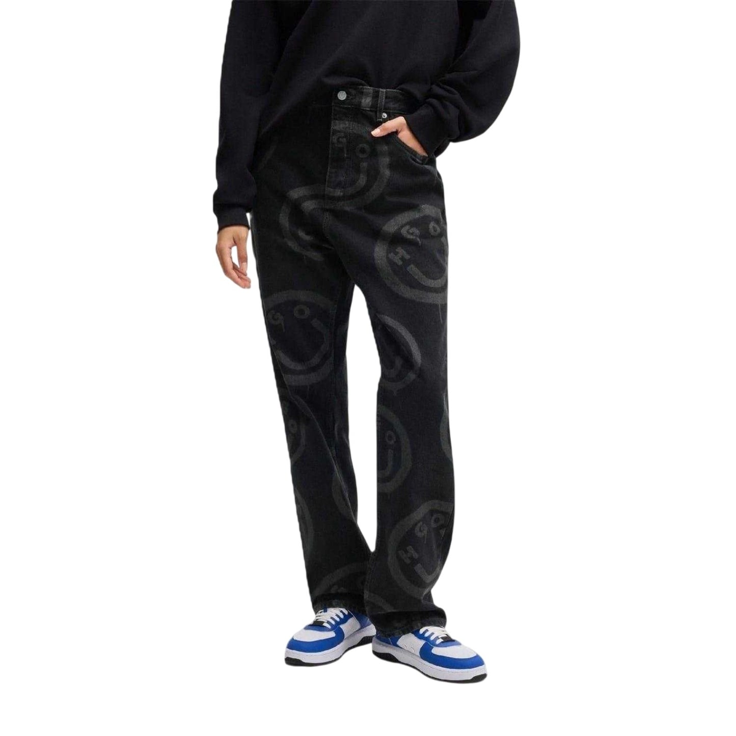 Black - Lifestyle - Hugo Mens Nate Graphic Print Jeans