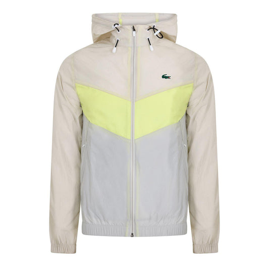 Grey-Lime-Light Blue - Front - Lacoste Mens Anorak Colour Block Blouson Jacket