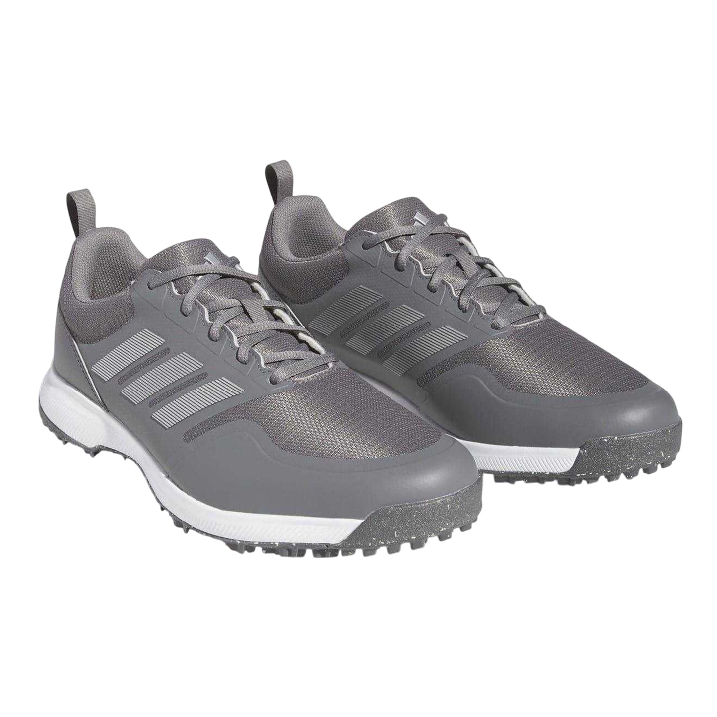 Grey - Pack Shot - Adidas Mens Tech 3 Stripes Spikeless Golf Shoes