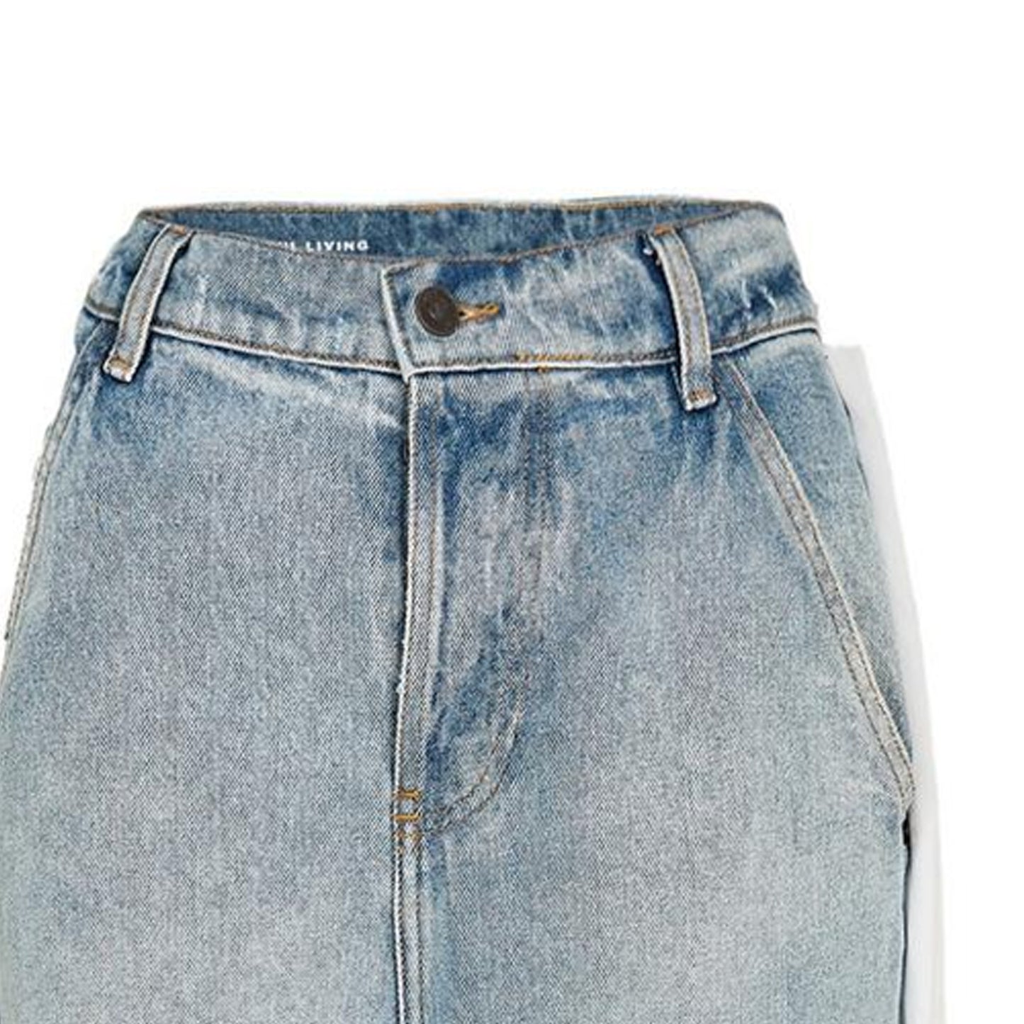 Blue Denim - Side - Diesel Womens-Ladies Denim Drape Detail Wide Leg Jeans