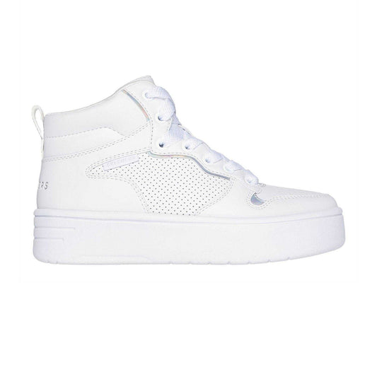White - Front - Skechers Childrens-Kids Court High Top Trainers