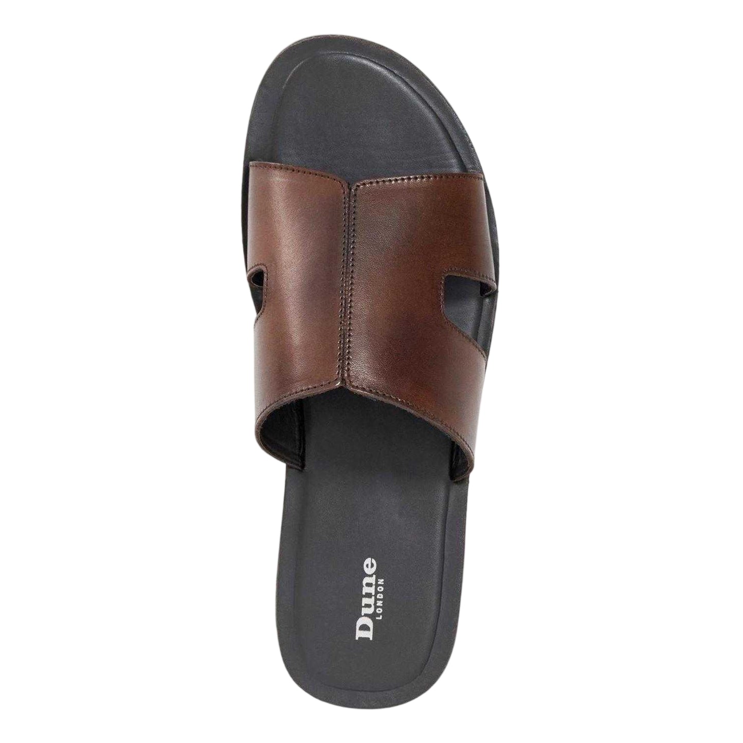 Brown - Pack Shot - Dune London Mens Initially Leather Casual Flat Flip Flops