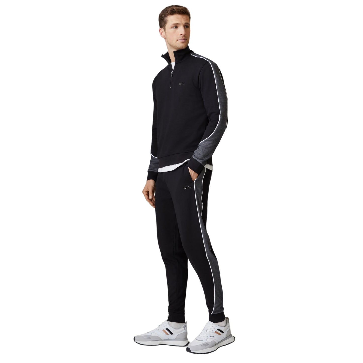 Black - Pack Shot - Boss Mens Side Stripe Tracksuit Bottoms