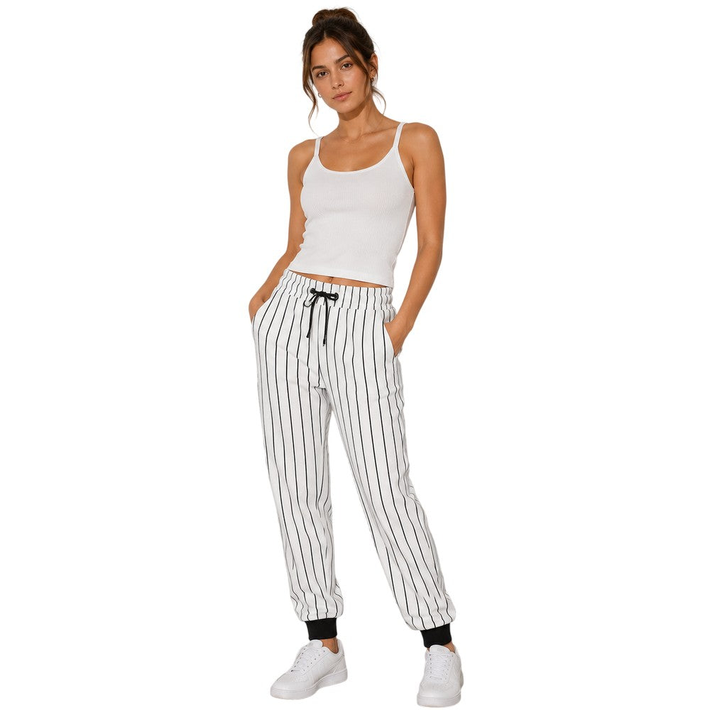 Black-White - Side - Another Influence Unisex Adult Vertical Stripe Joggers