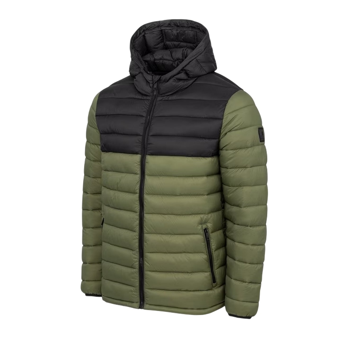 Khaki Green - Side - SoulCal Mens Micro Quilted Hooded Jacket