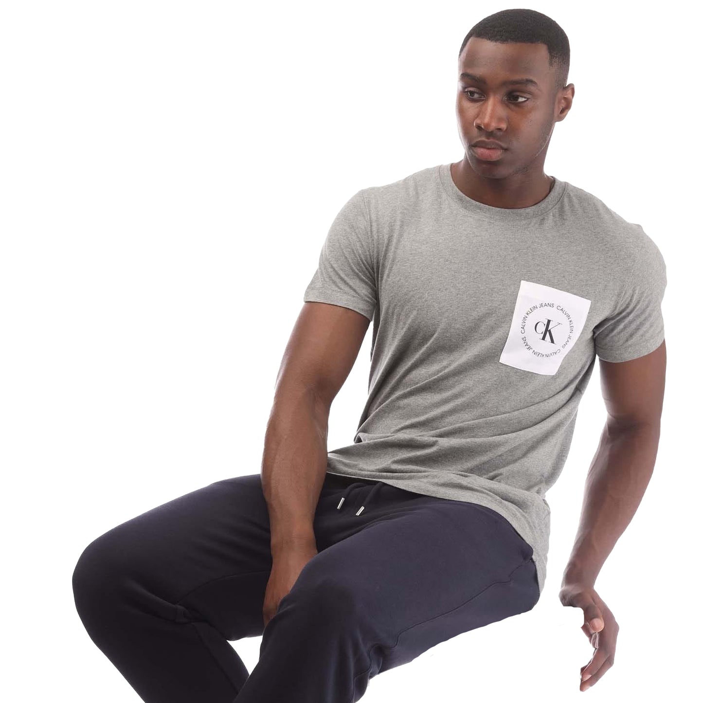 Grey - Lifestyle - Calvin Klein Mens Logo Pocket T-Shirt