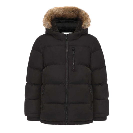 Black - Front - SoulCal Childrens-Kids Quilted Fleece Double Zip Puffer Jacket