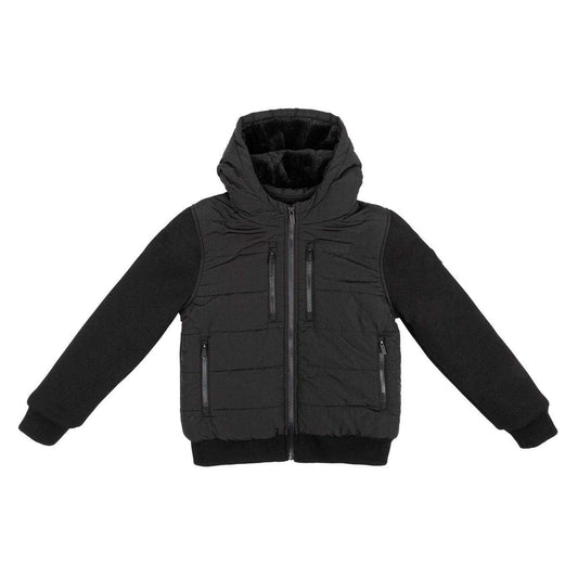 Black - Front - Firetrap Boys Sartorial Quilted Hooded Jacket