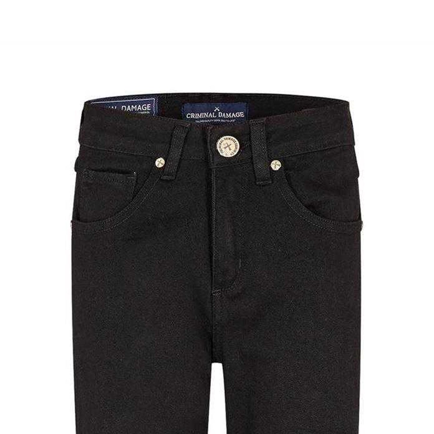Black - Side - Criminal Damage Mens SOS Ripped Skinny Jeans