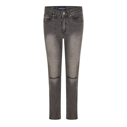 Grey - Front - Criminal Damage Womens-Ladies SOS Ripped Skinny Jeans