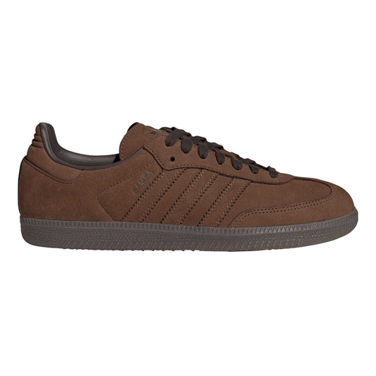 Brown - Front - Adidas Mens Samba OG 3 Stripes Leather Trainers