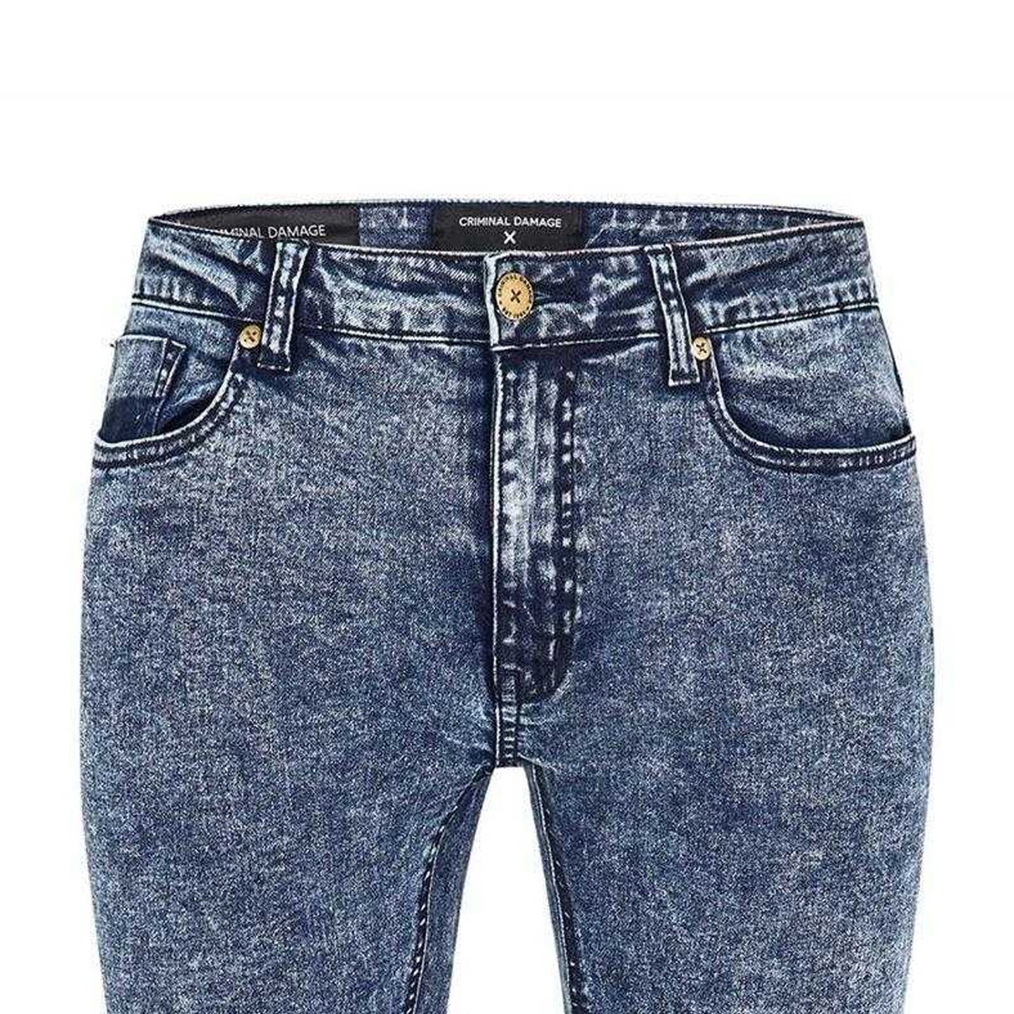 Indigo - Side - Criminal Damage Womens-Ladies Skinny Jeans