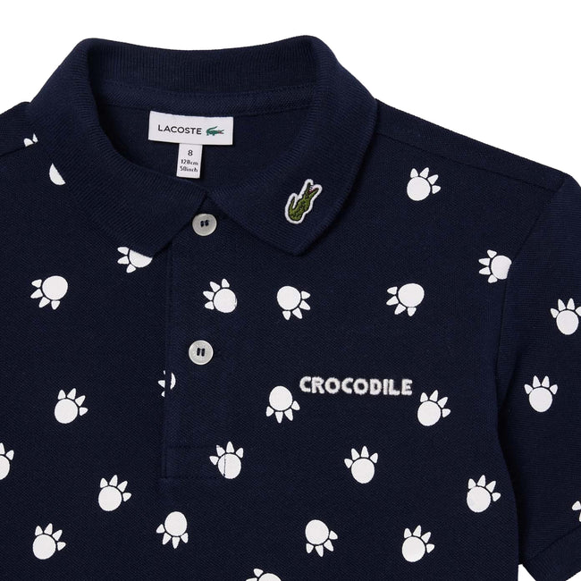 Blue - Side - Lacoste Childrens-Kids Pique Polo Shirt