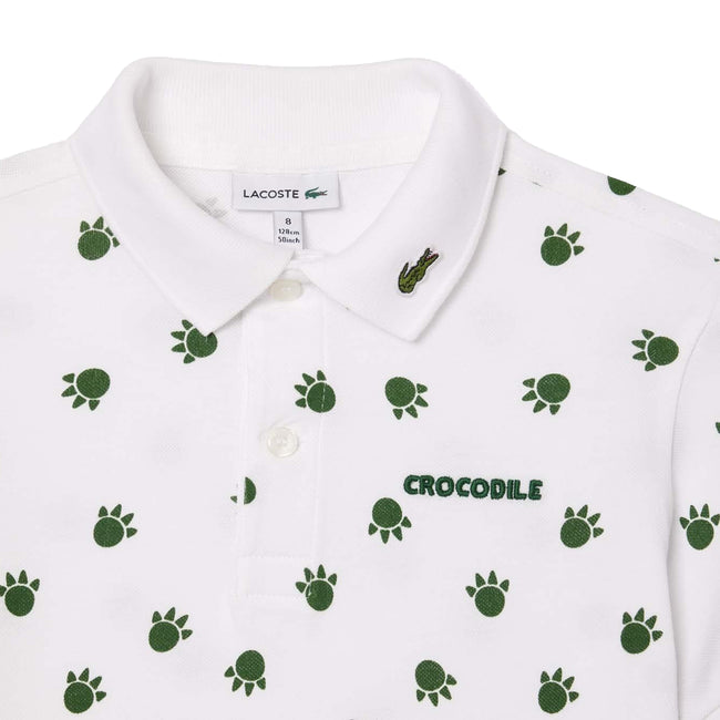 White - Side - Lacoste Childrens-Kids Pique Polo Shirt