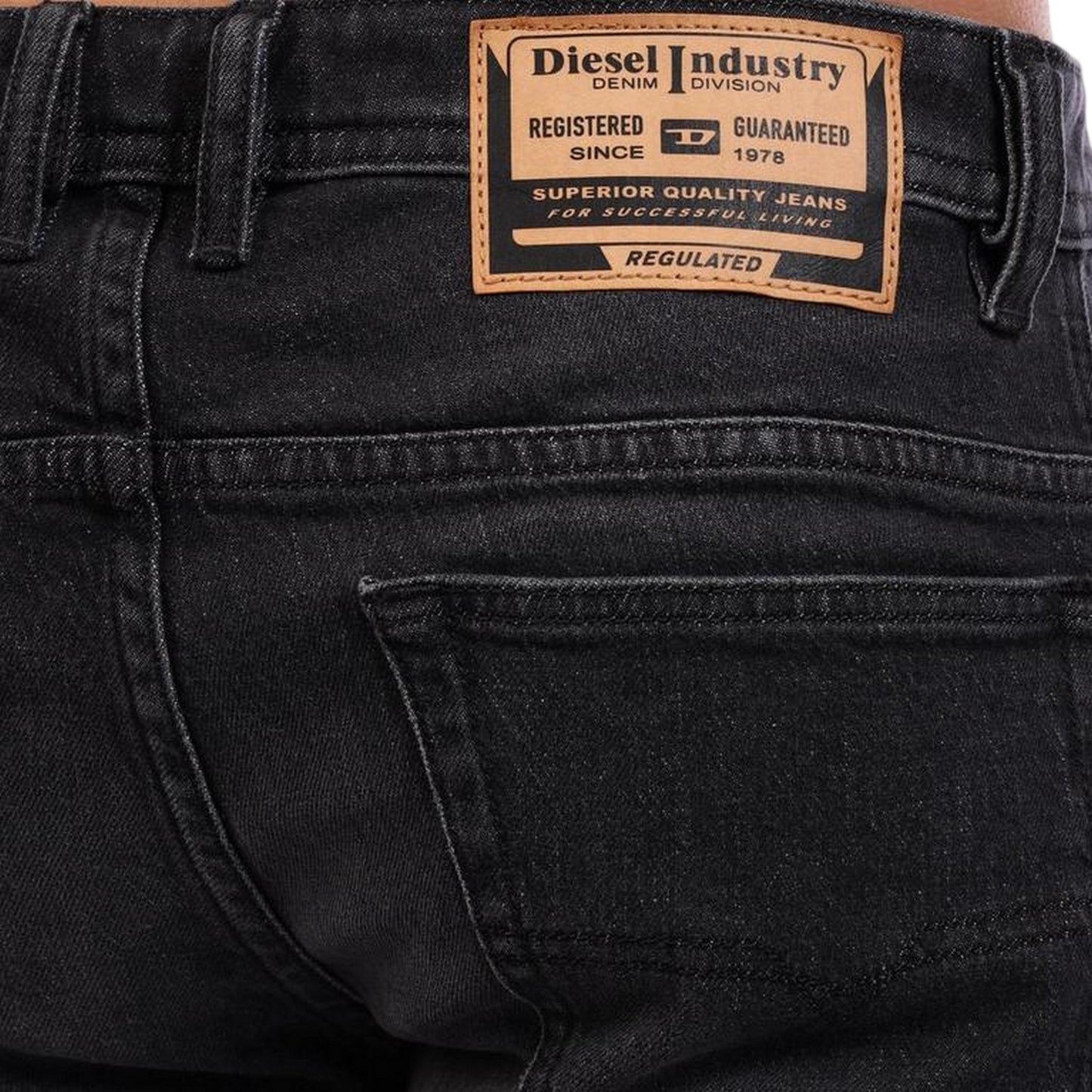 Black-Grey-Denim - Lifestyle - Diesel Mens Denim 5 Pockets Straight Jeans