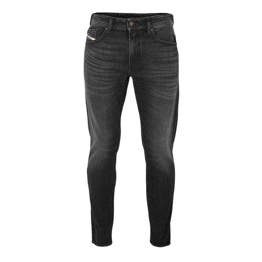 Black-Grey-Denim - Front - Diesel Mens Denim 5 Pockets Straight Jeans