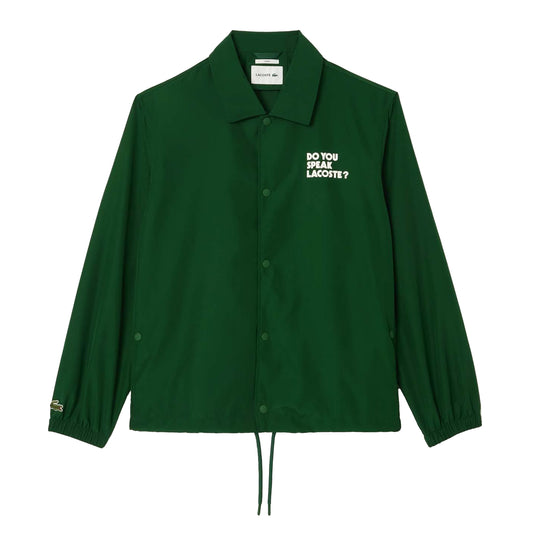 Green - Front - Lacoste Mens Ripstop Lightweight Coach Jacket