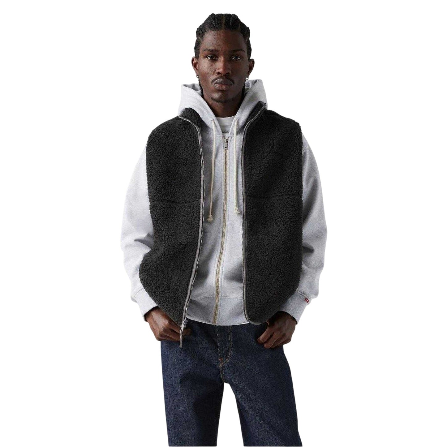 Jet Black - Lifestyle - Levis Mens Summit Sherpa Gilet