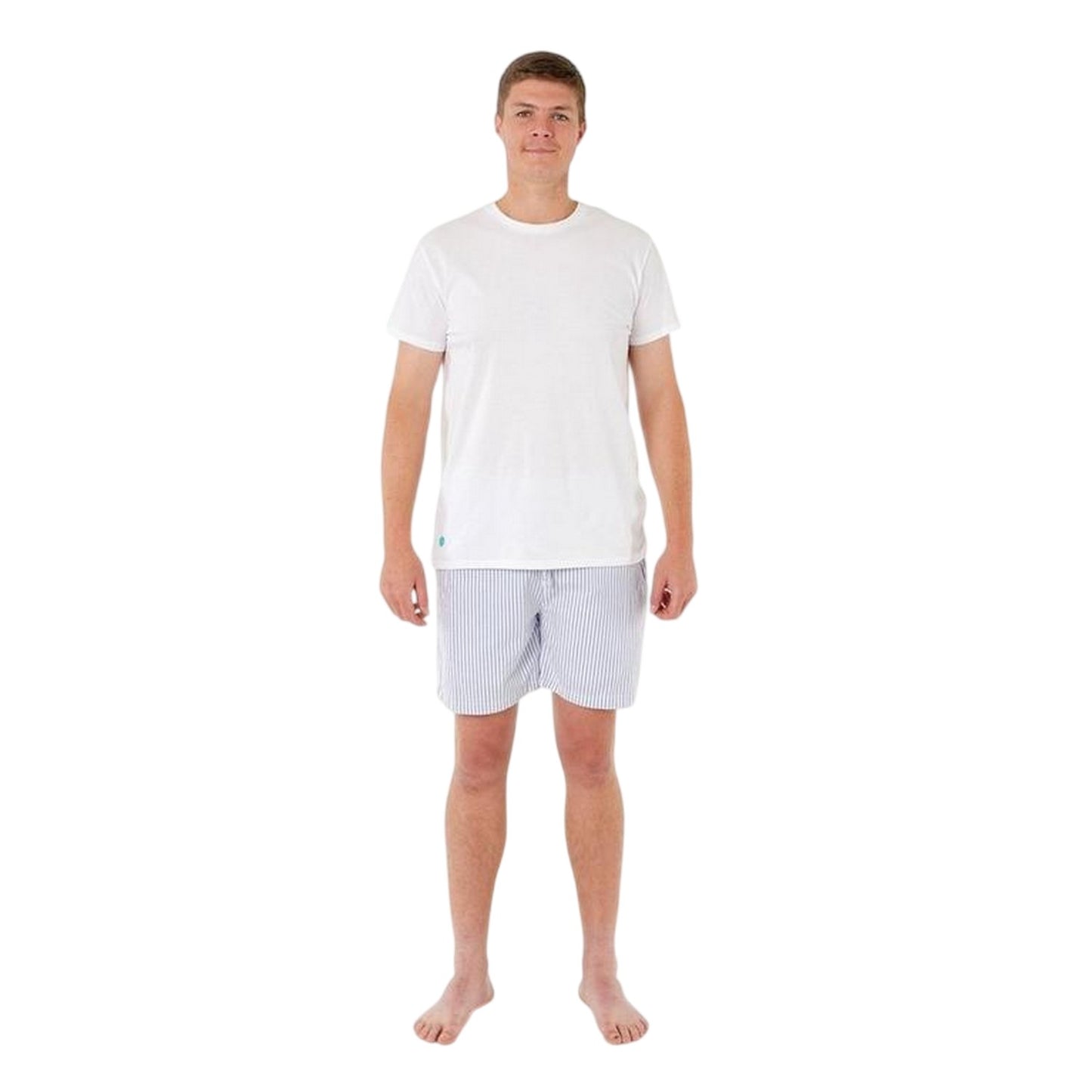 Seal Grey - Pack Shot - Loungers Unisex Adult Organic Cotton Striped Lounge Shorts
