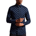 Navy - Side - Ted Baker Mens KYME Ditsy Floral Long-Sleeved Shirt