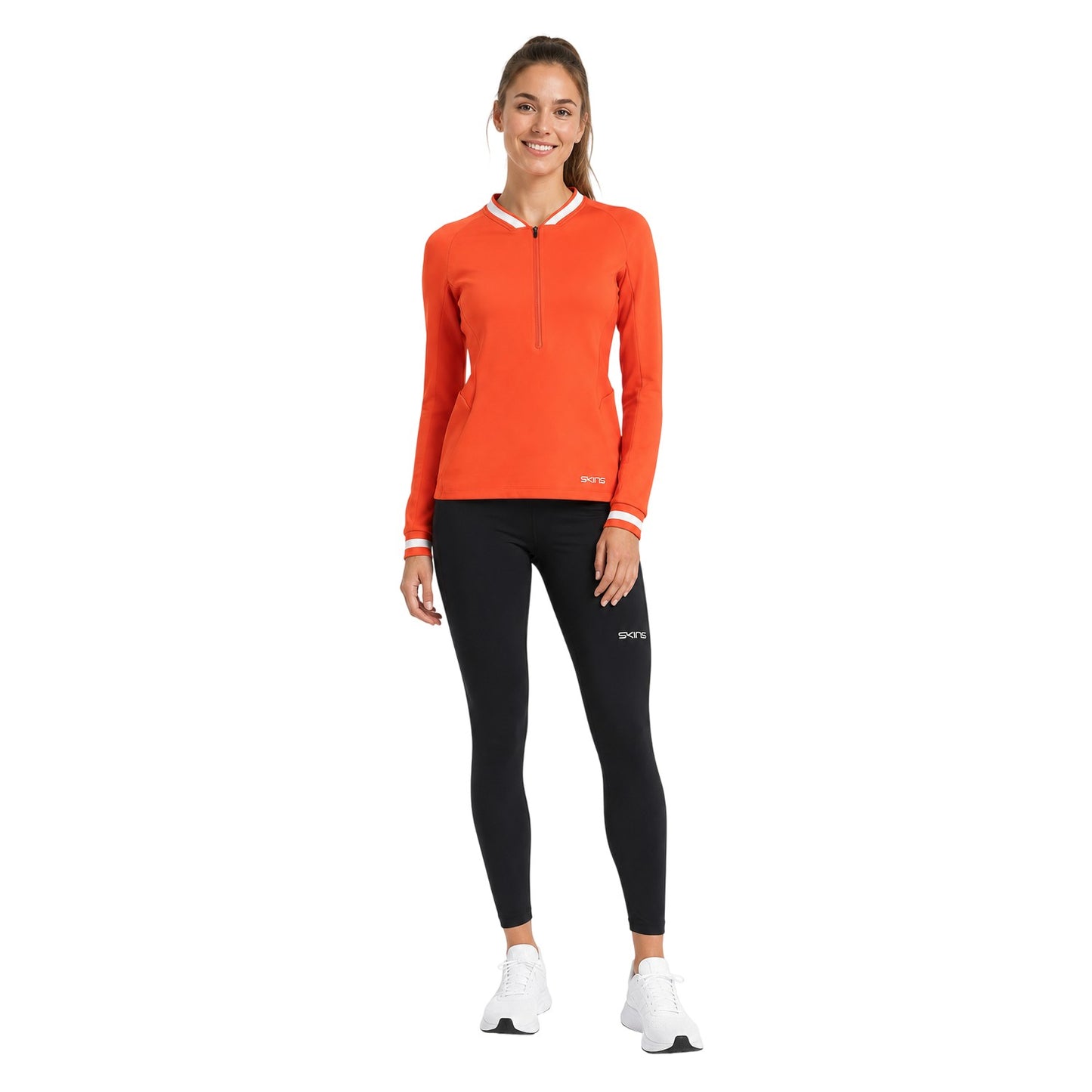 Red - Lifestyle - Skins Womens-Ladies Quarter Zip Base Layer Top