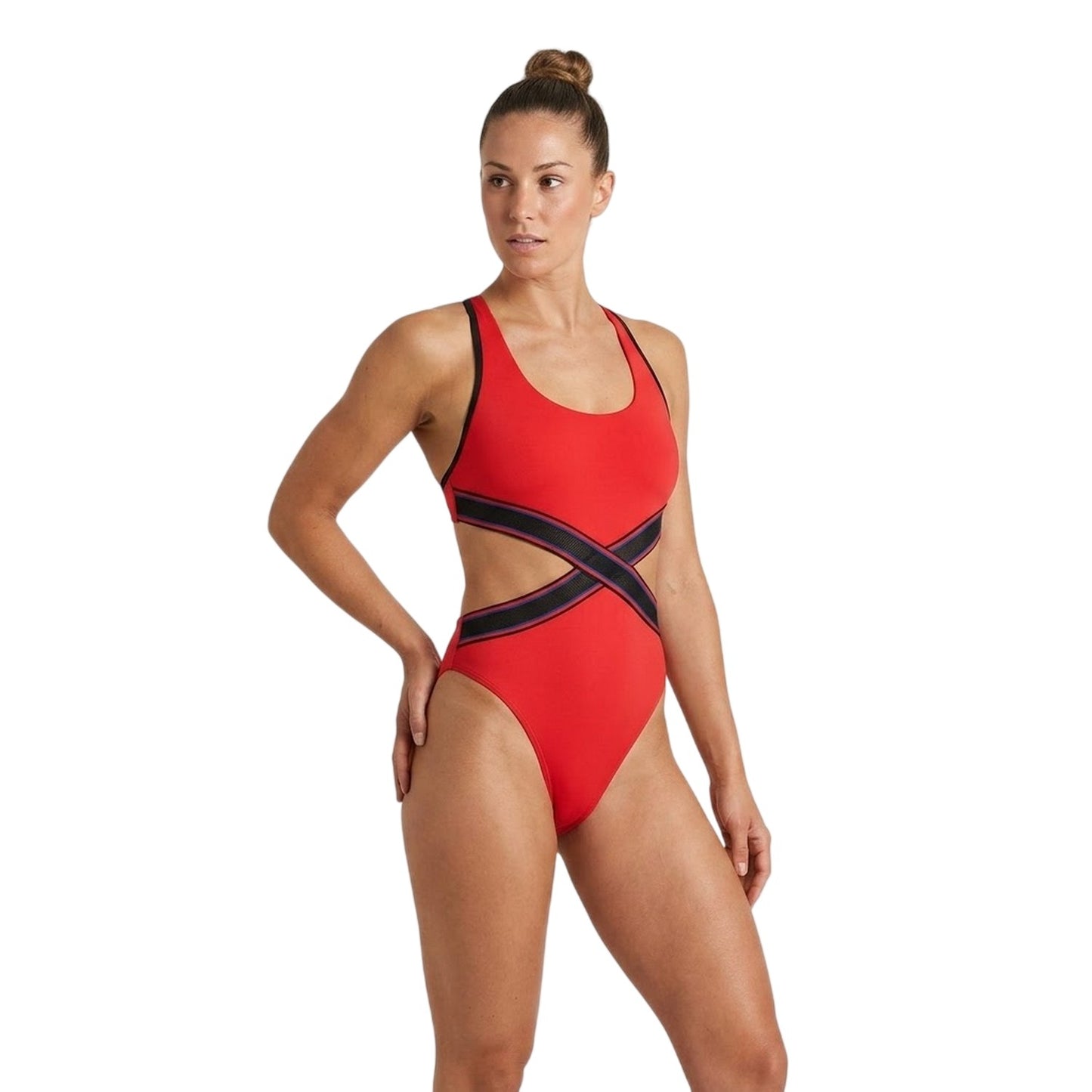 Red - Lifestyle - Speedo Womens-Ladies Cut Out One Piece Swimsuit