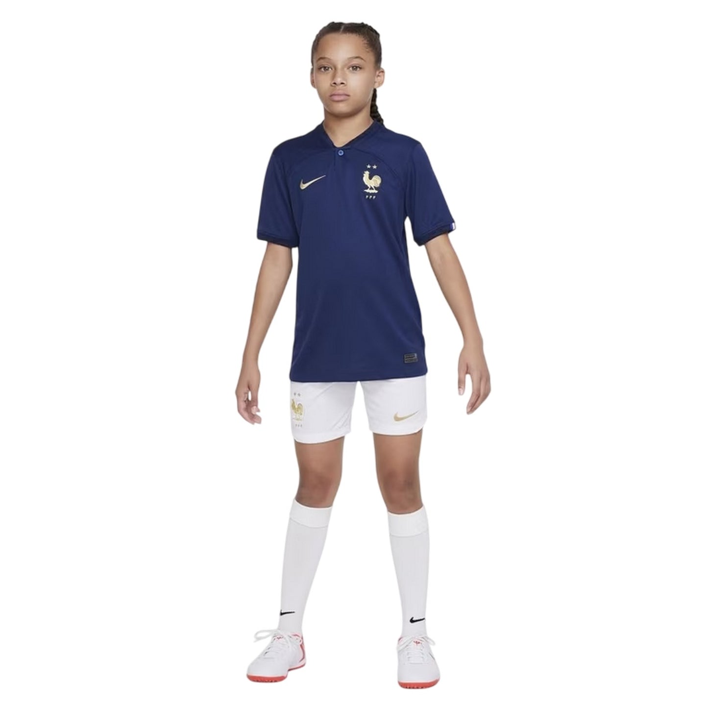 White - Close up - Nike Childrens-Kids 2022-23 France Football Home Shorts