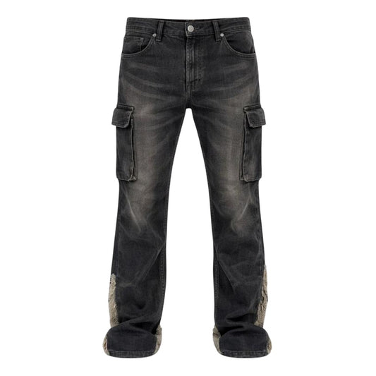 Black Wash - Front - Firetrap Mens Denim Slim Cargo Jeans