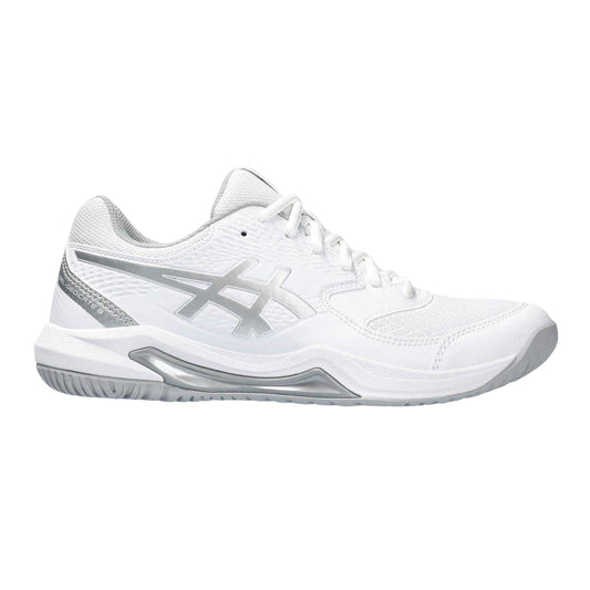 White-Silver - Front - Asics Womens-Ladies Gel Dedicate 8 Tennis Shoes