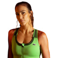 Green - Side - Lacoste Womens-Ladies Colour Block Stretch Zipped Sport Bralette