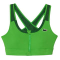 Green - Front - Lacoste Womens-Ladies Colour Block Stretch Zipped Sport Bralette