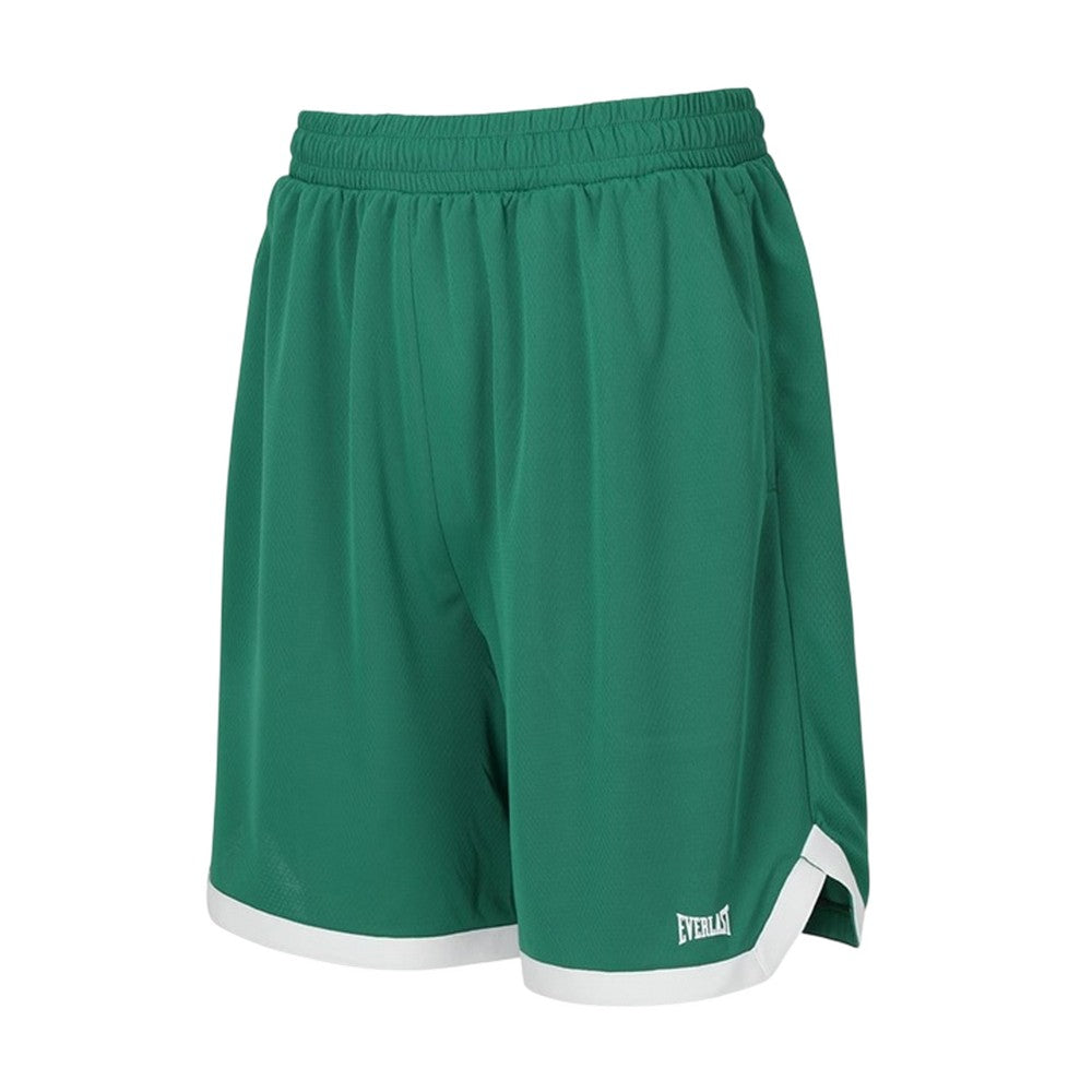 Green-White - Side - Everlast Mens BB100 Logo Basketball Shorts