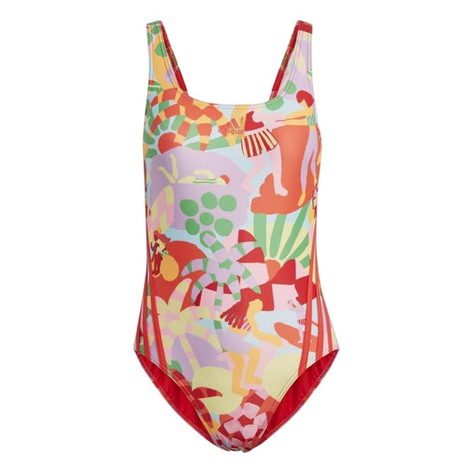 Multicoloured Print - Front - Adidas Womens-Ladies Graphic Farm Printed One Piece Swimsuit