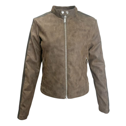 Brown - Front - Kangol Womens-Ladies Mock Neck Racer Jacket