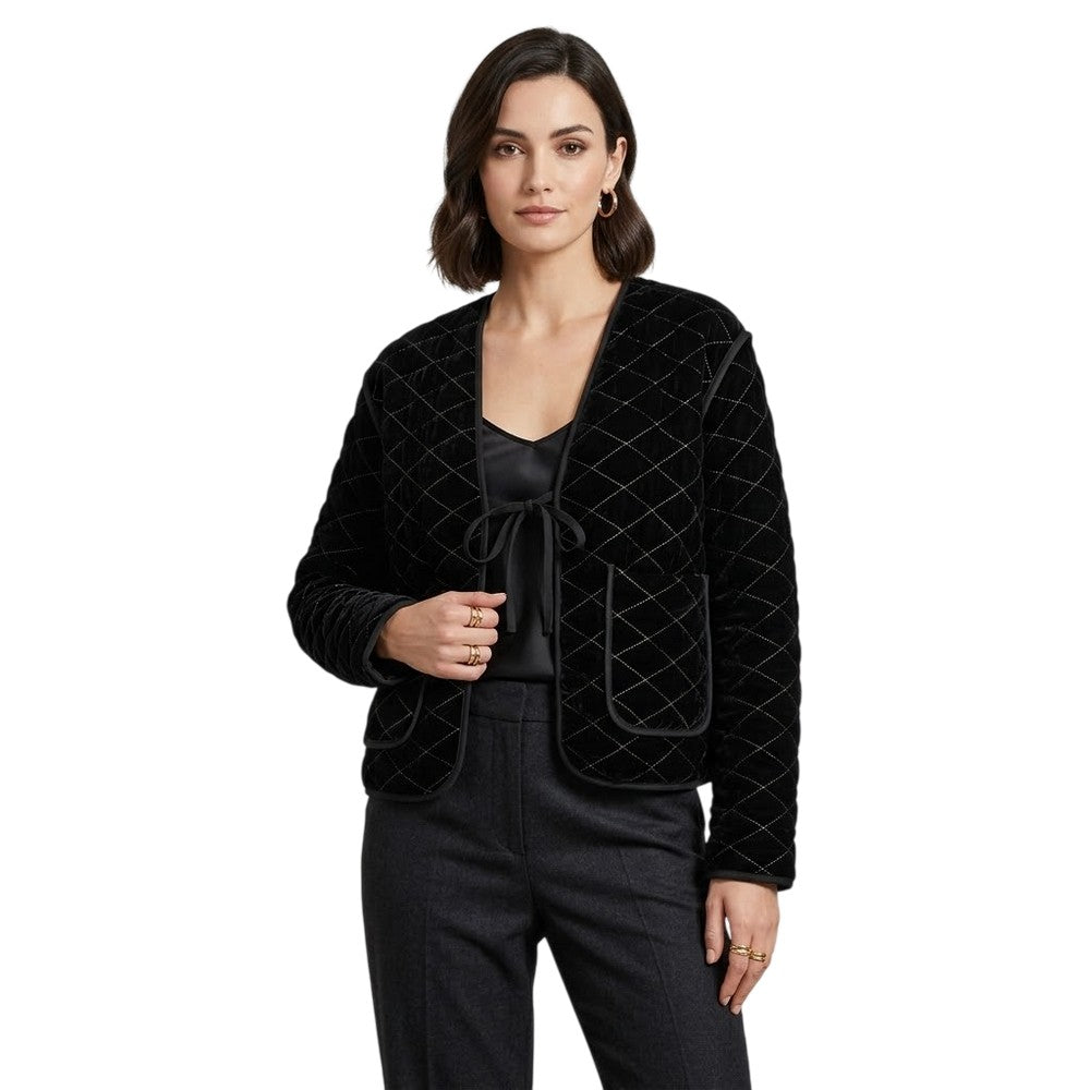 Black - Side - Biba Womens-Ladies Sparkle Velour Jacket