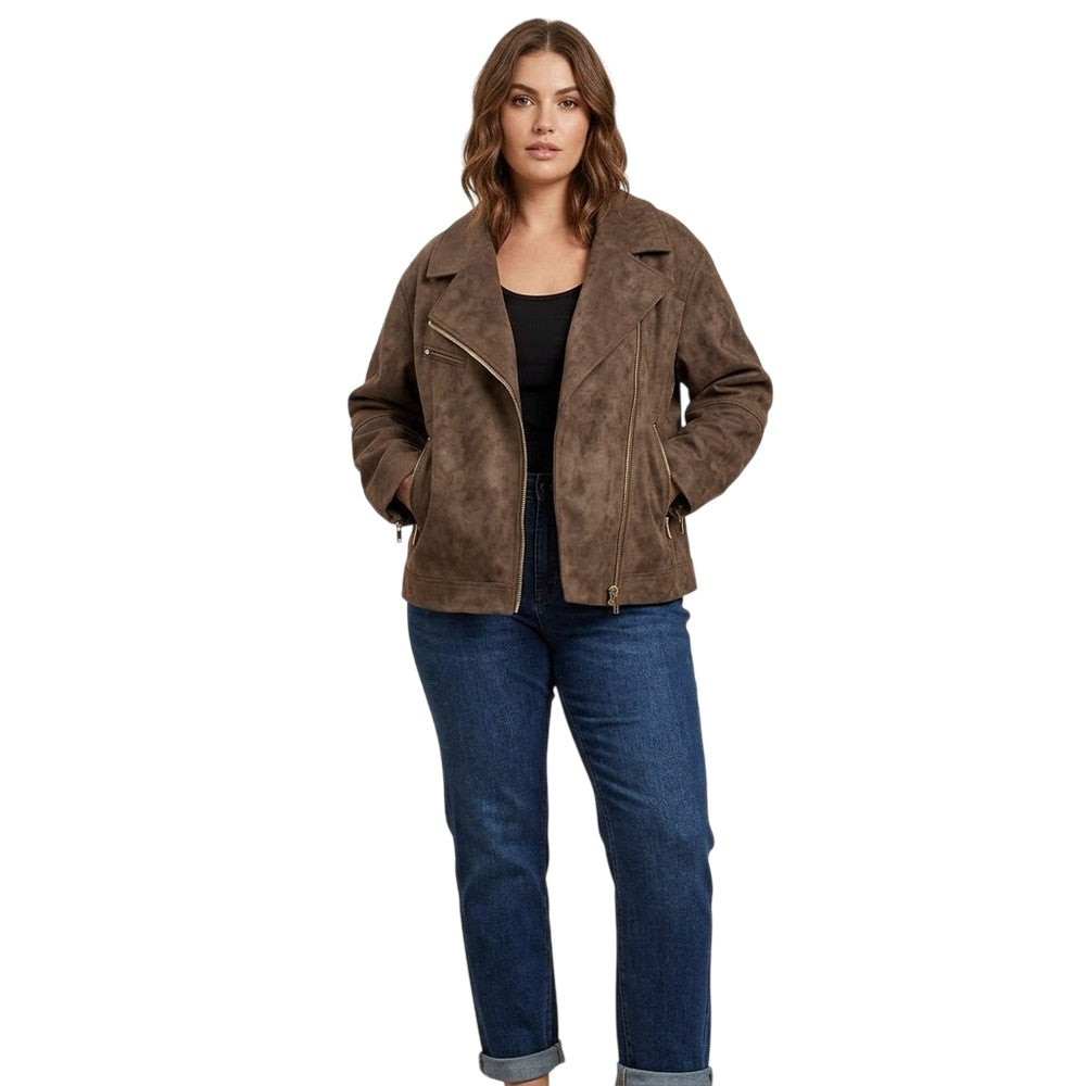 Brown - Side - Kangol Womens-Ladies Pilot Zipped Regular Jacket