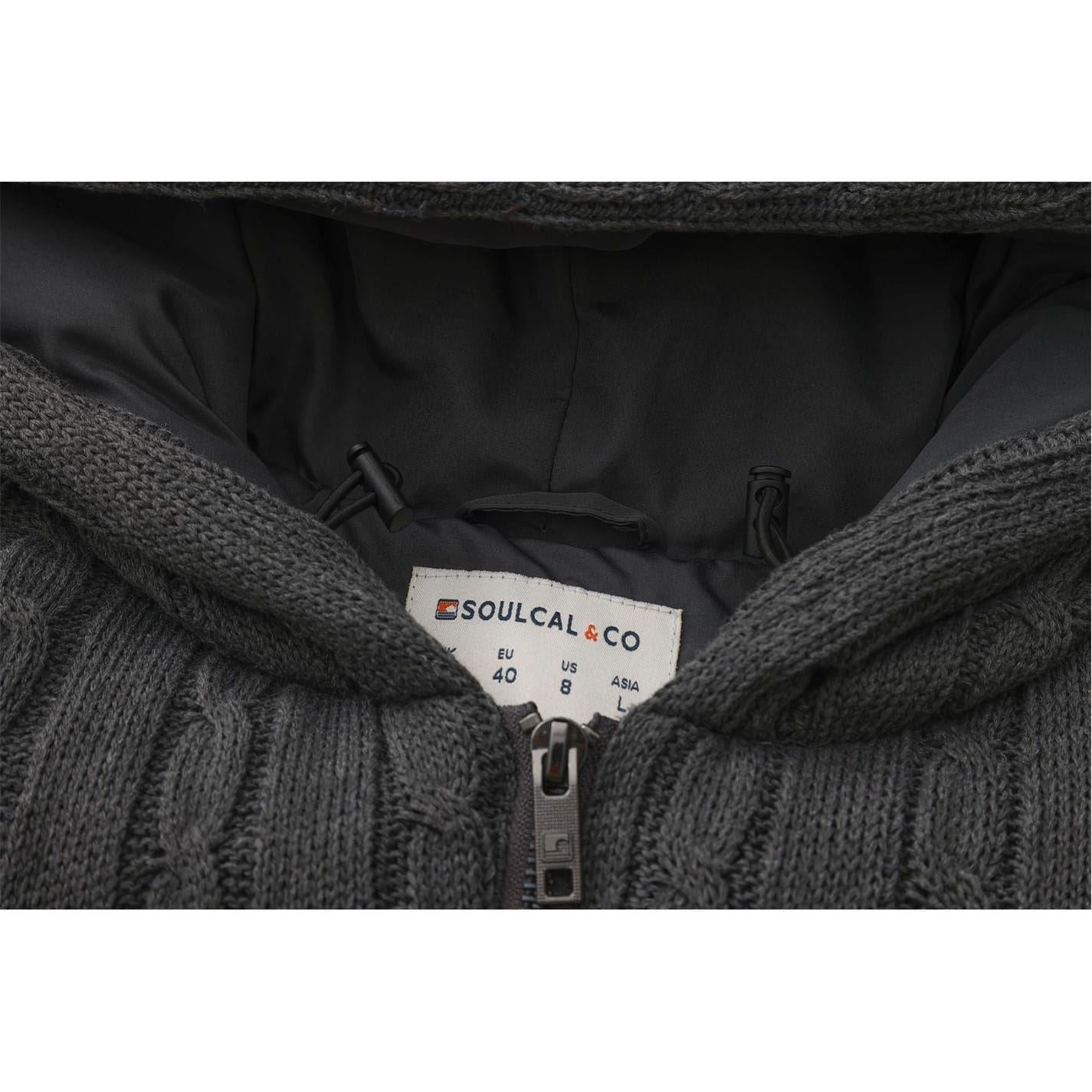 Dark Grey - Side - SoulCal Mens Cable Knit Hooded Gilet
