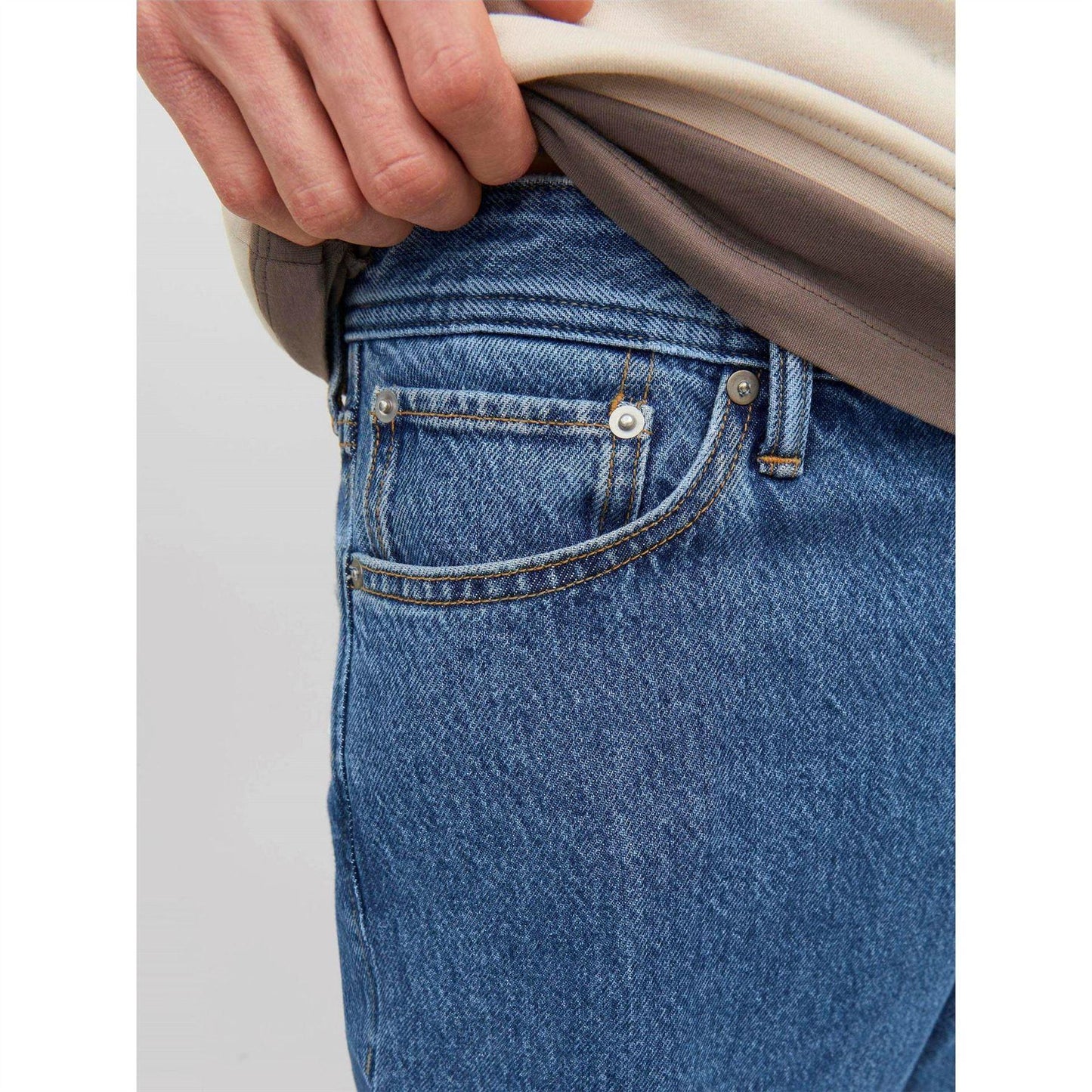 Dark Blue-Denim - Pack Shot - Jack And Jones Mens Alex Wide Leg Jeans