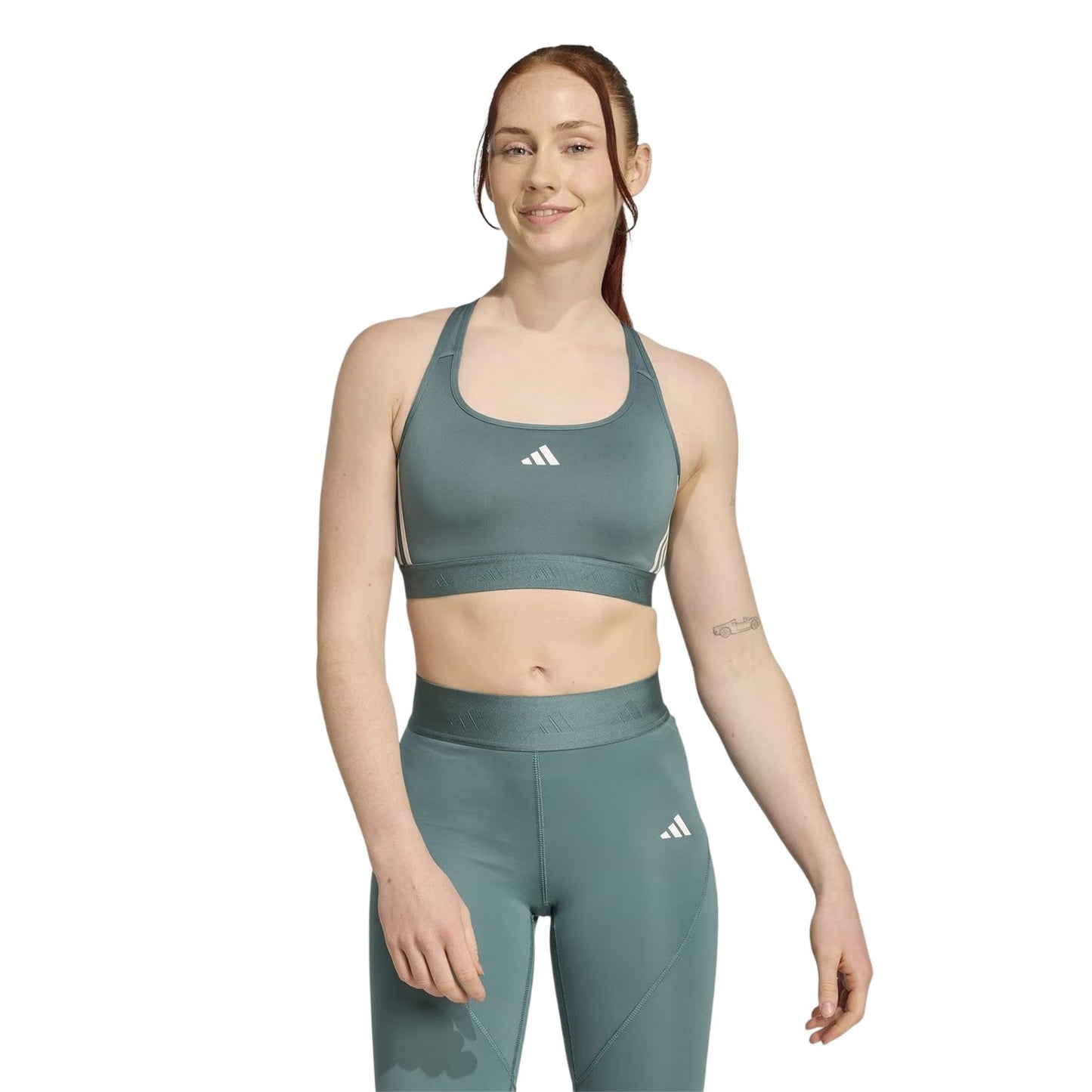 Teal - Lifestyle - Adidas Womens-Ladies Medium Support Sports Bra