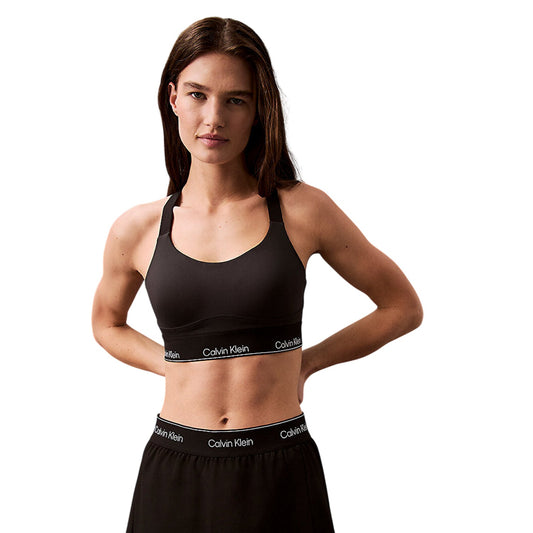 Black - Front - Calvin Klein Womens-Ladies Compression Sports Bra