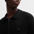 Black - Lifestyle - Hugo Mens Sastoon Stacked Logo Knitted Quarter Zip Polo Shirt