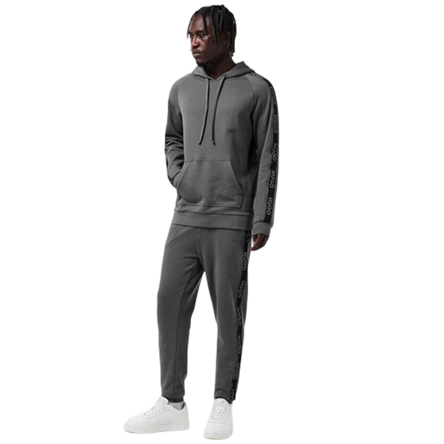 Grey - Pack Shot - Hugo Mens Liam Cotton Logo Joggers