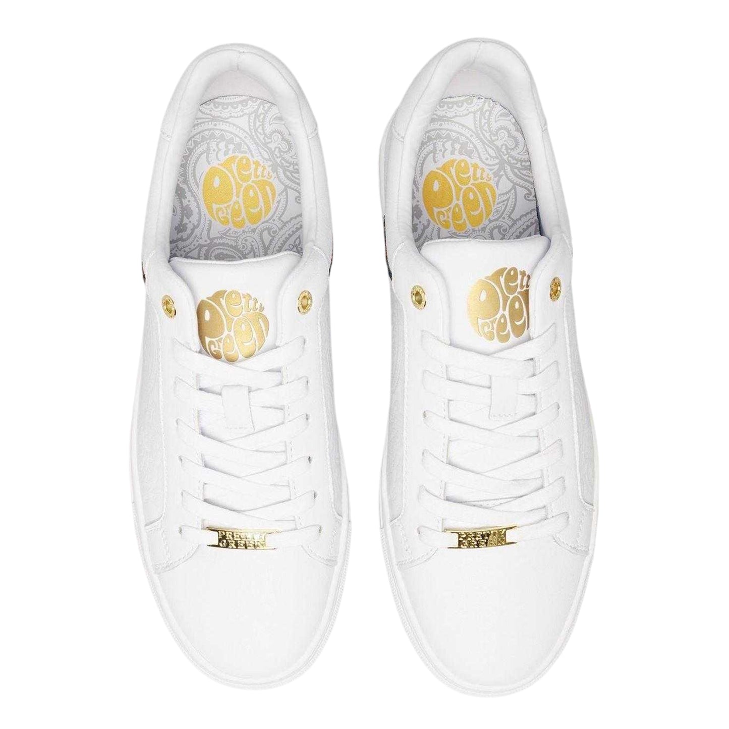 White - Side - Pretty Green Mens Cali Multi Paisley Trainers